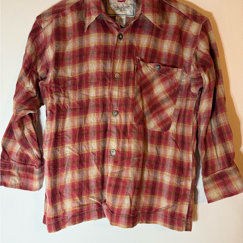 Levi's Kids Red‎ and Yellow Plaid Button-Down Shirt
